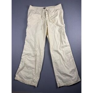 Gap Hadley Cream Linen Blend Wide Leg Drawstring Pants Womens 12 Off White